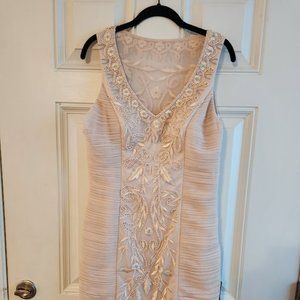 Sue Wong Embroidered Mesh Sheath Dress